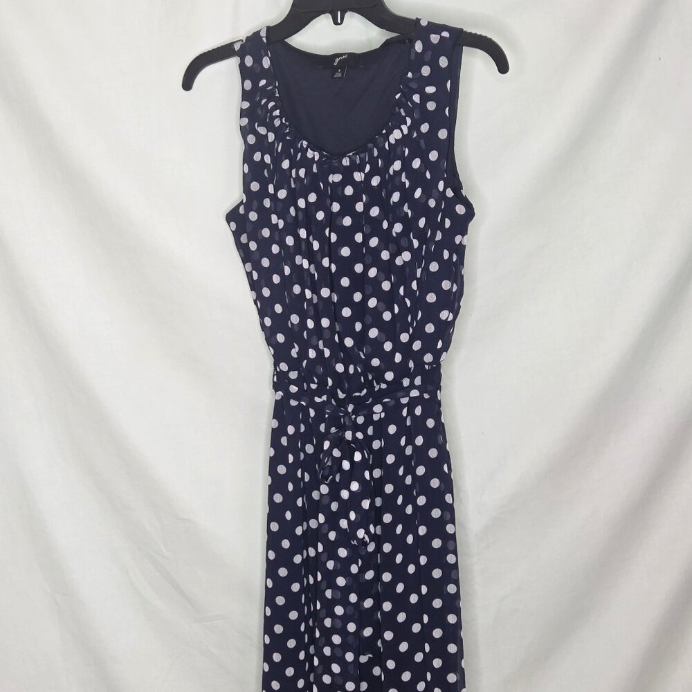 Navy dress, w/white polka dots, GNW, size 8